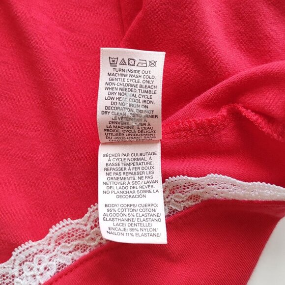 Victoria's Secret Naughty Nice Red Nightie - Cotton Slip Dress Bows Lace Small - Picture 10 of 10
